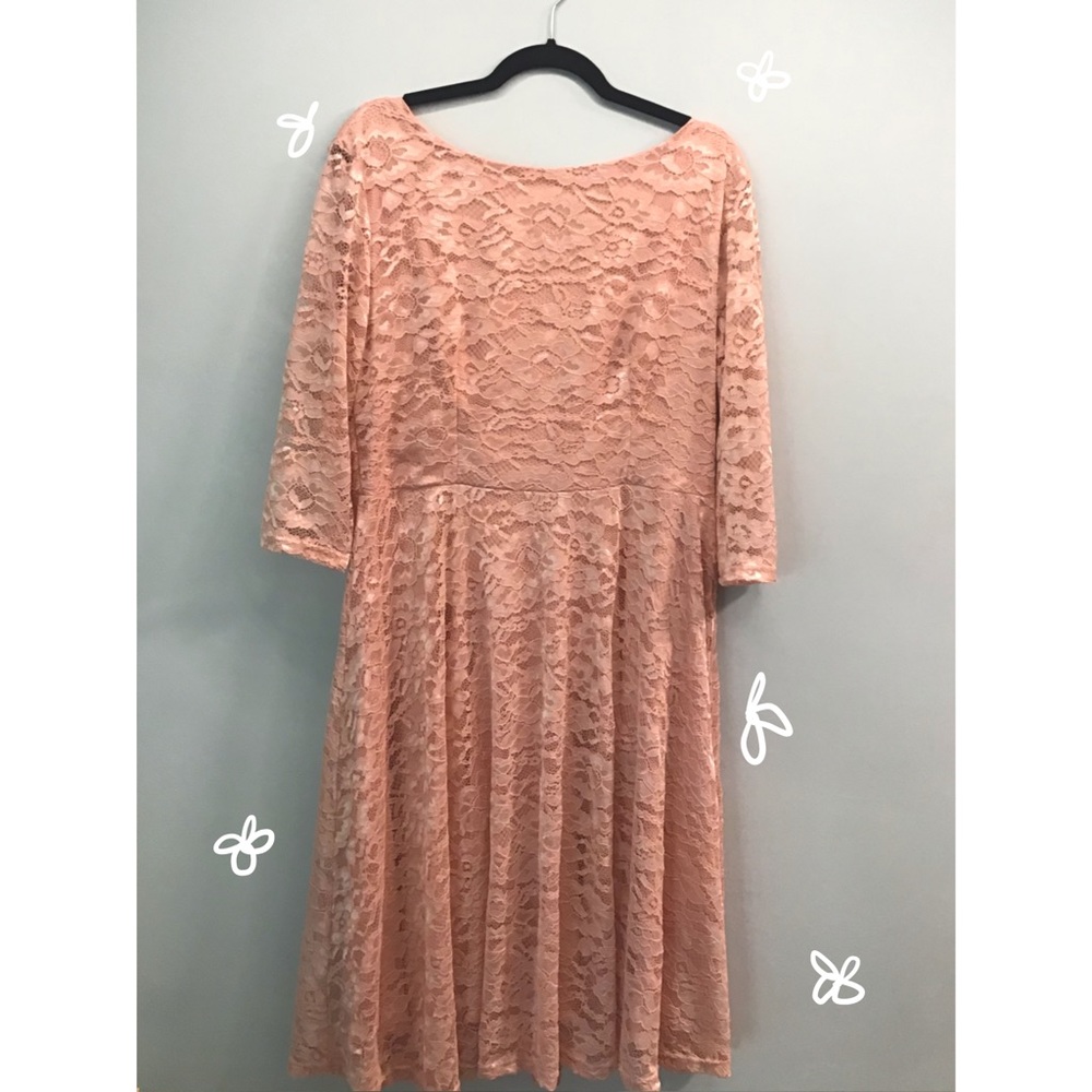 3XL Pink Lace Short Homecoming Dress Long Sleeves